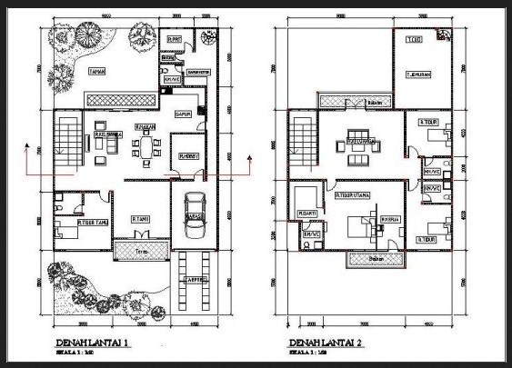 denah rumah minimalis 2 lantai
